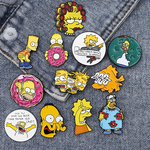 Shinmond 9 Styles Homer Bart Lisa Enamel pins Custom Funny Brooches Bag Clothes Lapel Pin Cartoon Comics Badge Fun TV series Jewelry Gift Fans-1PC