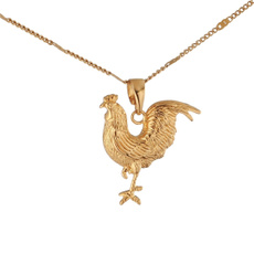 goldplated, Women, roosterpendant, Jewelry