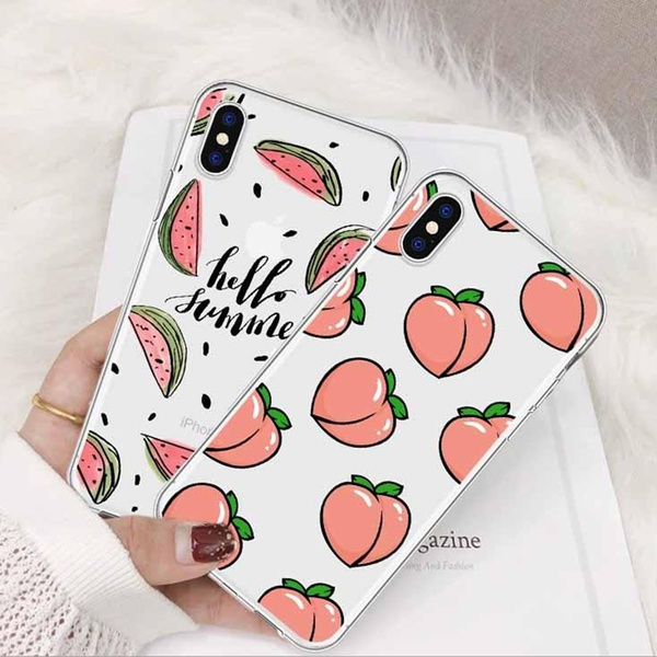 Peach Phone Case for iPhone X XR XS XSmax Clear Soft TPU Back