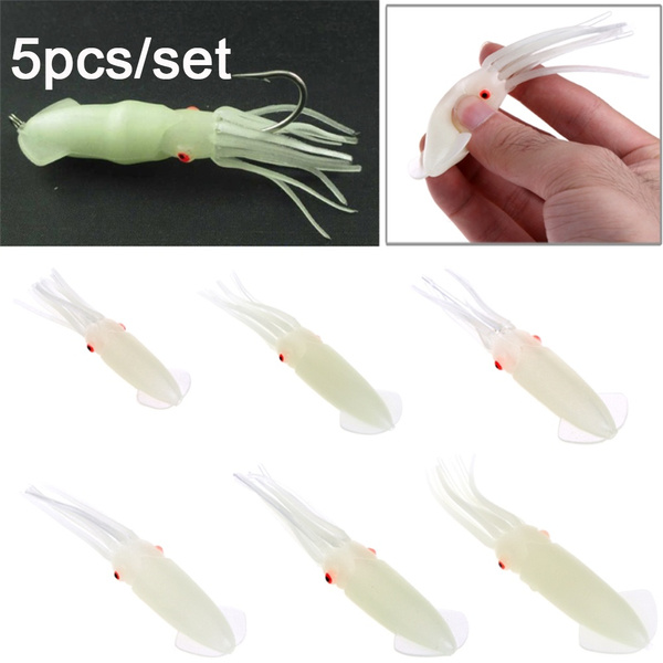 Glow Fishing Tackle Saltwater Octopus Bait hook Squid Skirt Lure long tail