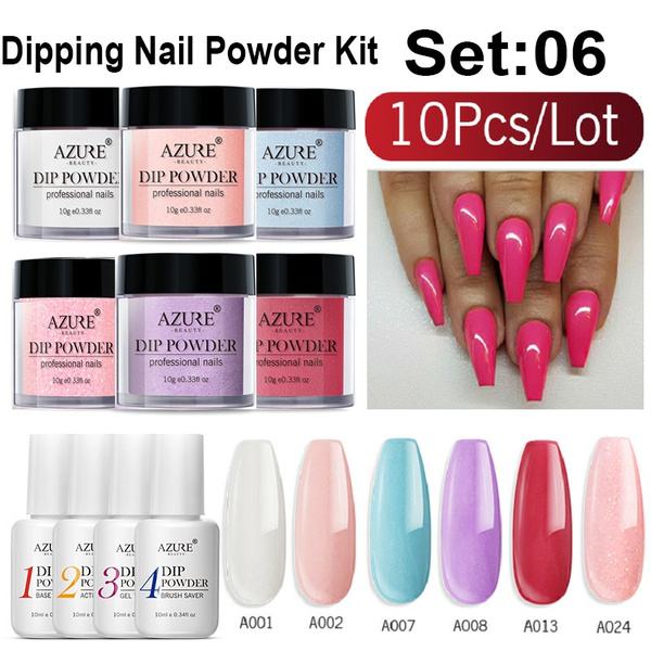 10Pcs/set Dip Nail Powder Glitter French Nail Polish Holographic