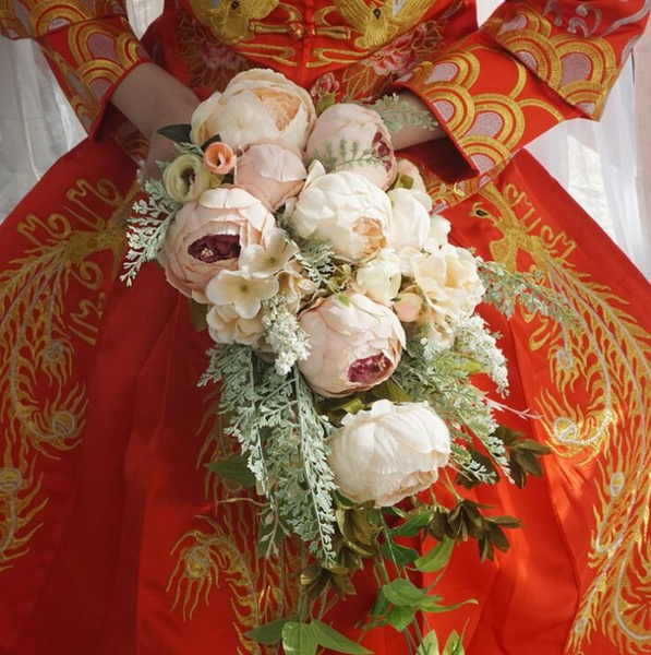 Waterfall Bridal Flowers Wedding Bouquet For Bride Ramo De Novia Artificial  Peony Calla Lily Bouquet Handmade 2019 | Wish