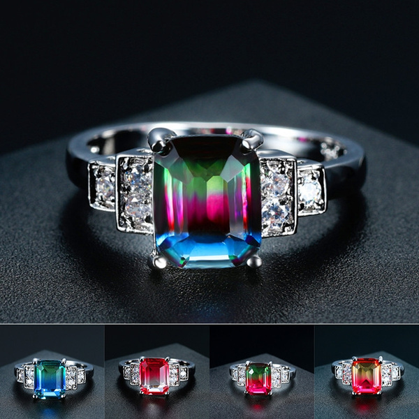 elegant tourmaline and sapphire ring in silver 925