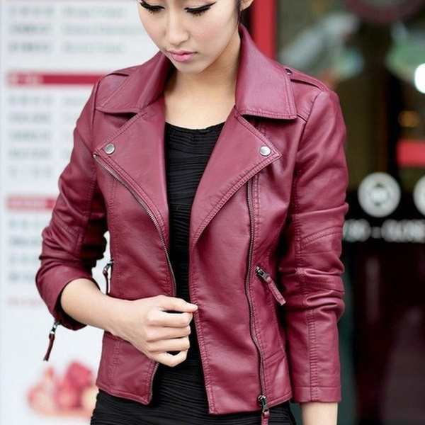 Agitation Girls Belted Faux Leather Moto Biker Jacket Slim Short Coat