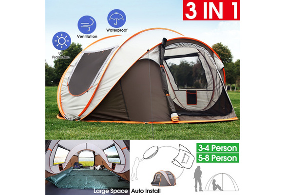 3 In 1 For 5 8 Person Auto Setup Large Camping Tent Two Size Waterproof Uv Resistancesun Shelters For Hiking Fishing Travel Beach Wish