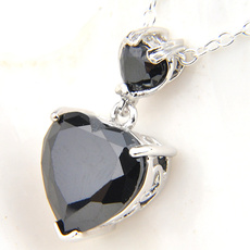 925 sterling silver necklace, Heart, Sweets, onyx