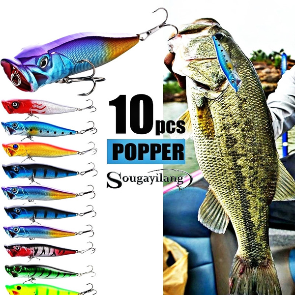 10PCS Hard Plastic Popper Topwater Fishing Lures Swimbait Bass