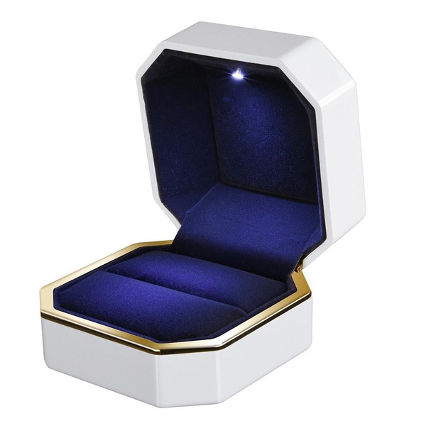Deluxe LED Lighted Ring Box Velvet Jewelry Gift Wedding Proposal Engagement 3" 
