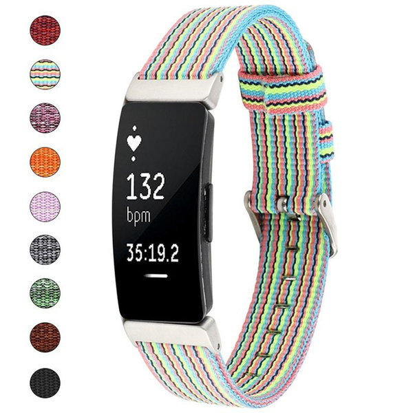 FunBand Compatible Fitbit Inspire & Fitbit Inspire HR Strap Woven Fabric Quick Replacement Accessories Breathable Wristbands with Classic Square Stainless Steel Clasp for Fitbit Inspire/Inspire HR 