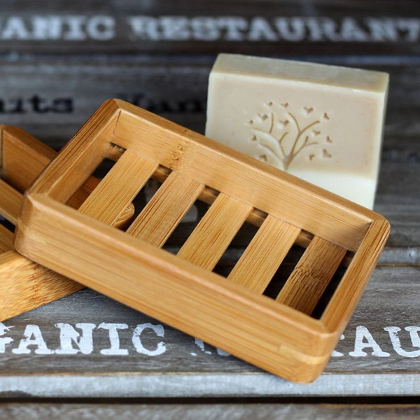 Natural Wooden Bamboo Soap Dish Tray Holder Soap Rack Plate Box