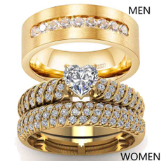 Couple Rings, yellow gold, czring, wedding ring