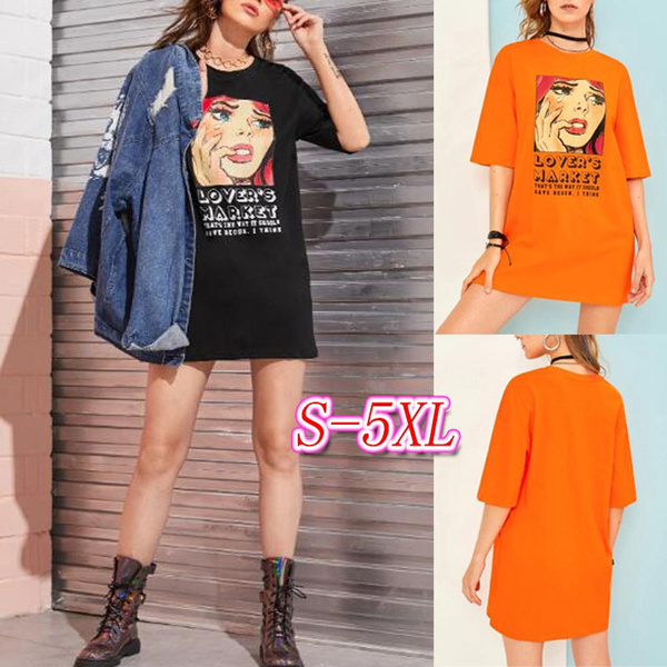 neon orange t shirt dress