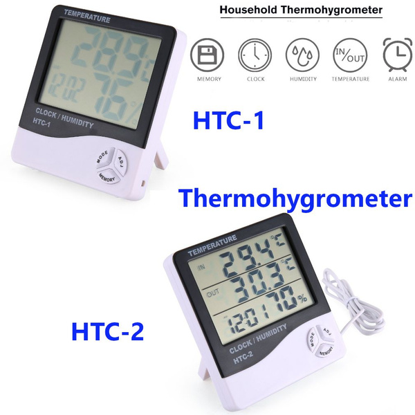 HTC-1 Digital LCD Thermometer Hygrometer Humidity Meter Room Indoor  Temperature Clock