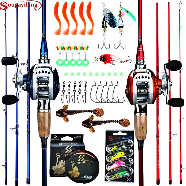 Baitcaster Combos 4 Section Carbon Fiber Casting Rod 11BB Baitcasting Reels  Bass Trout Salmon Fishing Tackle Set