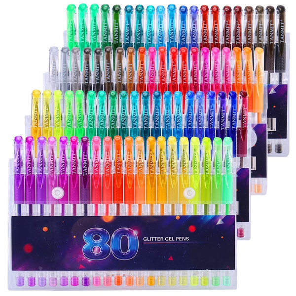Glitter Gel Pens Set 80 Colors Gel Markers Pen for Adult Coloring Book  Doodling Crafting Scrapbooking DIY Greeting Cards Drawing Painting Art  Project