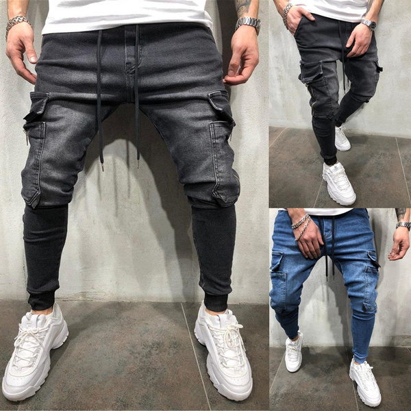 Men's Jeans Knee Hole Zipper Feet 