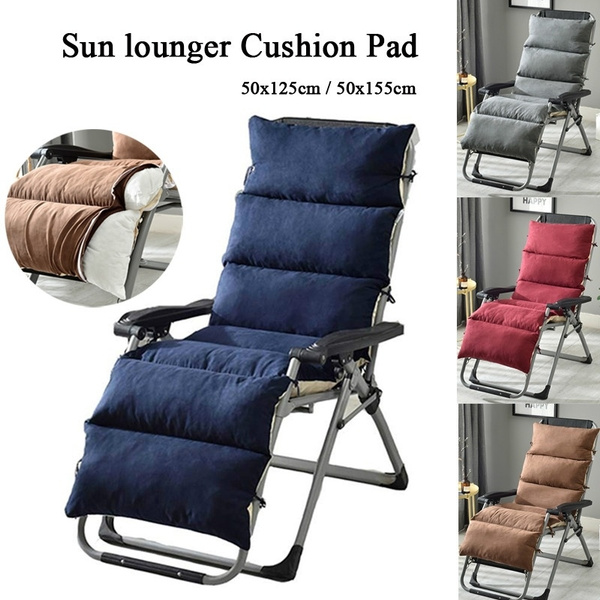 Sun Lounger Cushion Replacement Garden Suede Seat Cushion Padded Rocking Recliner  Chair Pads with Removable Cover（No Loungers）