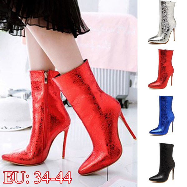 Amazon.com: Womens Chunky High Heel Bow- Knot Side Zipper Faux Fur Ankle  Booties Red Ankle Boots for Women Christmas (Red,9.5) : Clothing, Shoes &  Jewelry
