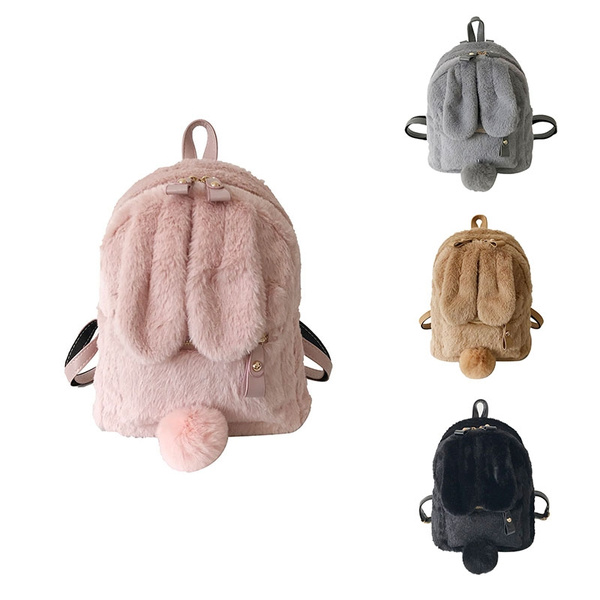  Bunny Backpack, Fur Mini Backpacks for Womens Plush