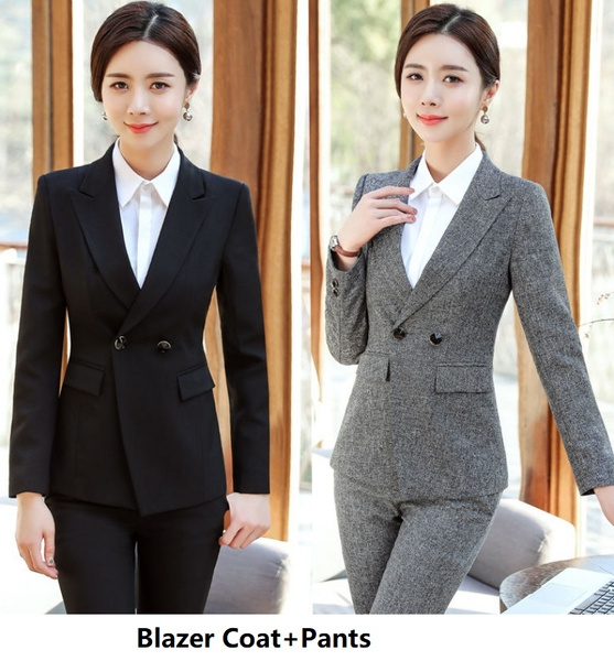 Formal Uniform Styles Women Business Suits with High Waist Pants and  Blazers Jackets Coat Professional Autumn Winter Ladies Office Pantsuits  Trousers