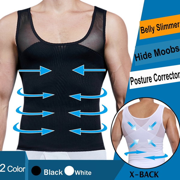 Mens Compression Shirt to Hide Gynecomastia Moobs Tops Slimming Body Shaper  Vest