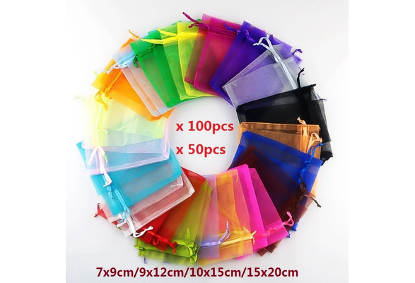 50/100pcs Organza Wedding Xmas Party Favor Gift Candy Bags Jewellery pouches 