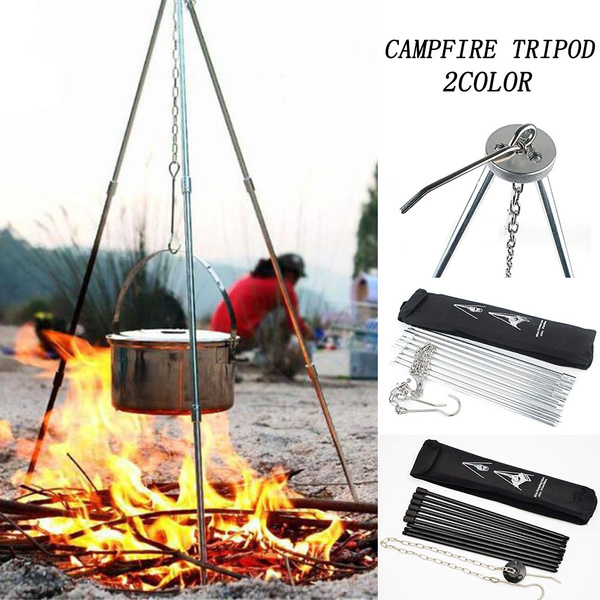 Campfire Pot Holder Picnic Cast Outdoor Camping Tripod Quality Cooking High R4I5 