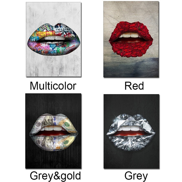 Hot Abstract Graffiti Lips Canvas Painting Art Wall Decor Without Frame ...