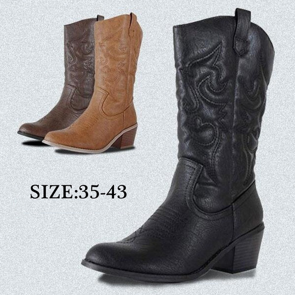 Heel Leather Cowboy Boots 