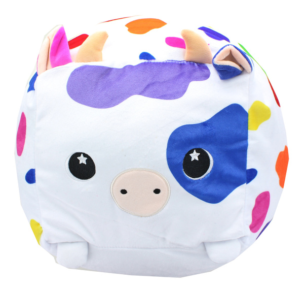 Moosh-Moosh 10 Inch Square Patterned Plush Milly the Rainbow Spotted Cow