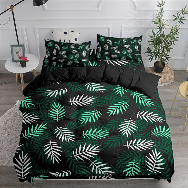 Green Banana Leaf Palm Tree Leaves, Palm Tree Bedding Sets Queen