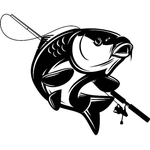 18cm Carp Fishing Logo Angling Fish Hook Fresh Water Hunting car Sticker