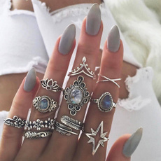 crystal ring, punk rings, flowerring, Women's Fashion