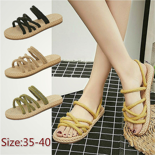 Amazon.com: Cute Sandals for Women, Womens Flats Sandals Summer Beach  Elegant Sandals Elastic Strap Bohemia Shoes Sandal Beige : Sports & Outdoors