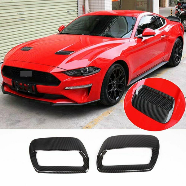 RT-TCZ ABS Hood Engine Air Vent Outlet Trim Cover Interior Accessories for Ford Mustang 2018 2019 2020 2 PCS Carbon Fiber Grain