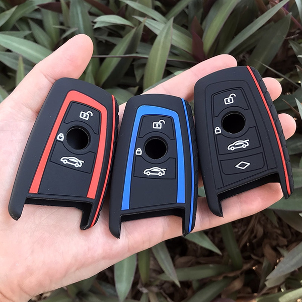 Silicone fob key case cover for BMW F10 F20 F30 F40 with 3 buttons☆BLACK&RED☆ 