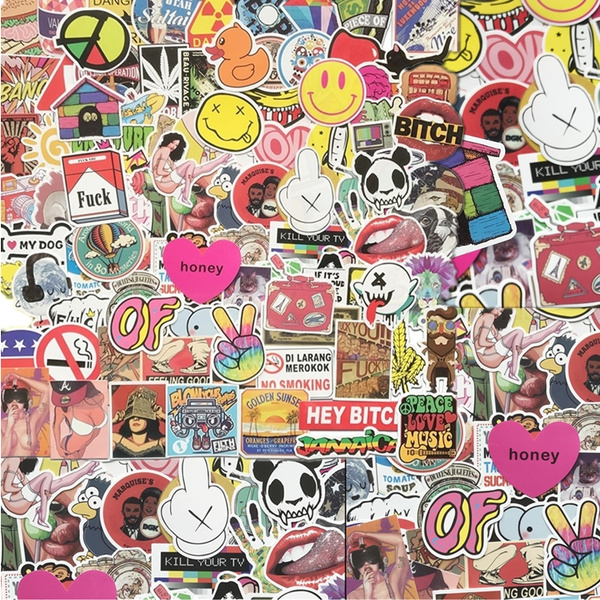 100 Pcs Mixed Cartoon Sticker For Luggage Skateboard Phone Laptop