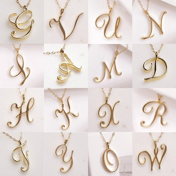 Buy Antiquestreet Small Initial Necklace, 18K Gold Plated Stainless Steel  Tiny Initial Charm Necklace Cursive Script Letter Necklace Personalized  Monogram Name Necklace for Women Girls (m) at Amazon.in