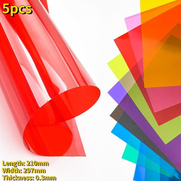 5PCS Colored A4 PVC Flexible Plastic Sheets Transparent Gel Clear DIY Crafts  Films