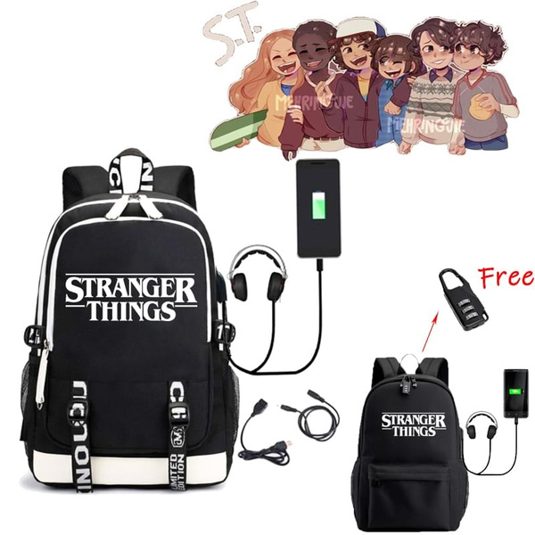 Stranger things backpack outlet with charger