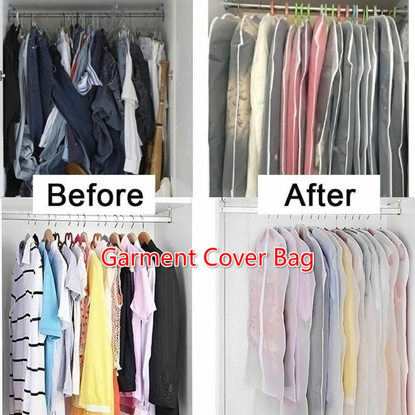 5 Pack Set Clear Polythene Garment Covers with Sturdy Zipper Suit Dress