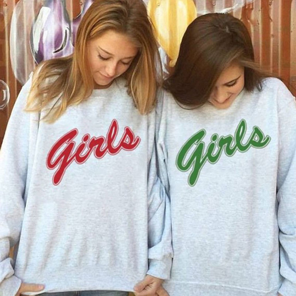 Red Crewneck Sweatshirt FerociTees Monica Rachel Shirt That Says Girls