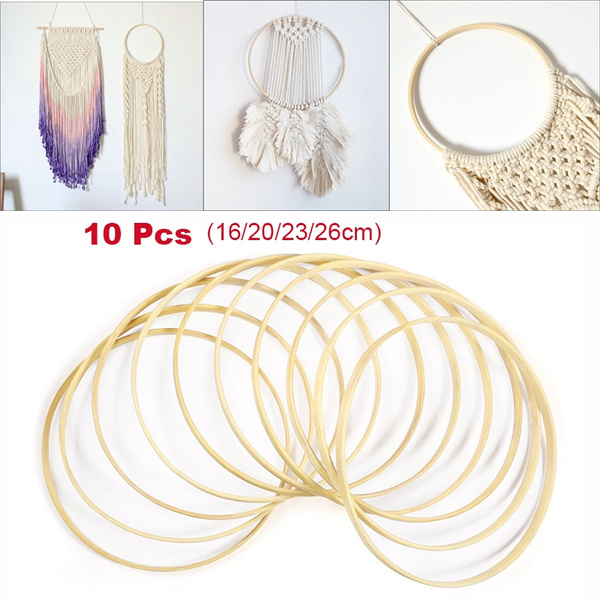 10PCS Round Dream Catcher Ring Wooden Bamboo Hoops DIY Crafts Tools 10-30cm 