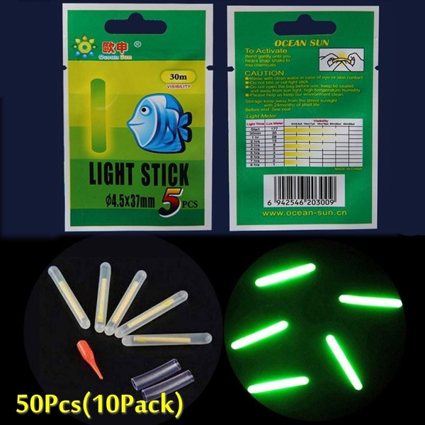 10 Bags (50Pcs) Outdoor Night Fishing Gadgets 25mm / 37mm Luminous Glow  Stick Fishing Float Lure (Size 3x25mm) (Size 4.5x37mm)