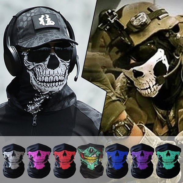 URATOT Skull Face Mask Skull Face Headband Skull Face Tube Skull Bandanas Balaclava Face Scarf Motorcycle Biker Face Skull Mask 4 Pack 