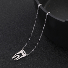 925 sterling silver necklace, Steel, simulatedtoothnecklace, Jewelry