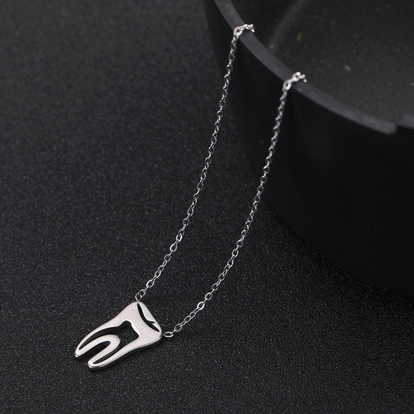 tooth necklace silver