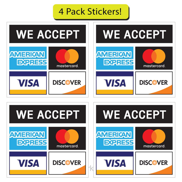 Wir akzeptieren aufkleber etiketten visa,14x10 cm Sticker katre bezahlen,UV 