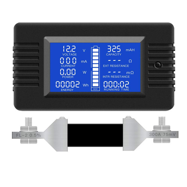 LCD Display DC Battery Monitor Meter 200V Volt Amp for Car Vehicle Solar System 