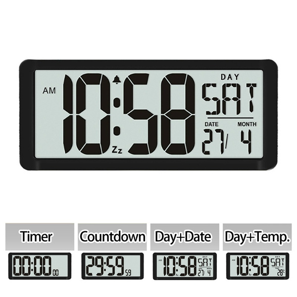Large Digital LED Clock/Wall Alarm Countdown Timer Temperature Time Date Display 